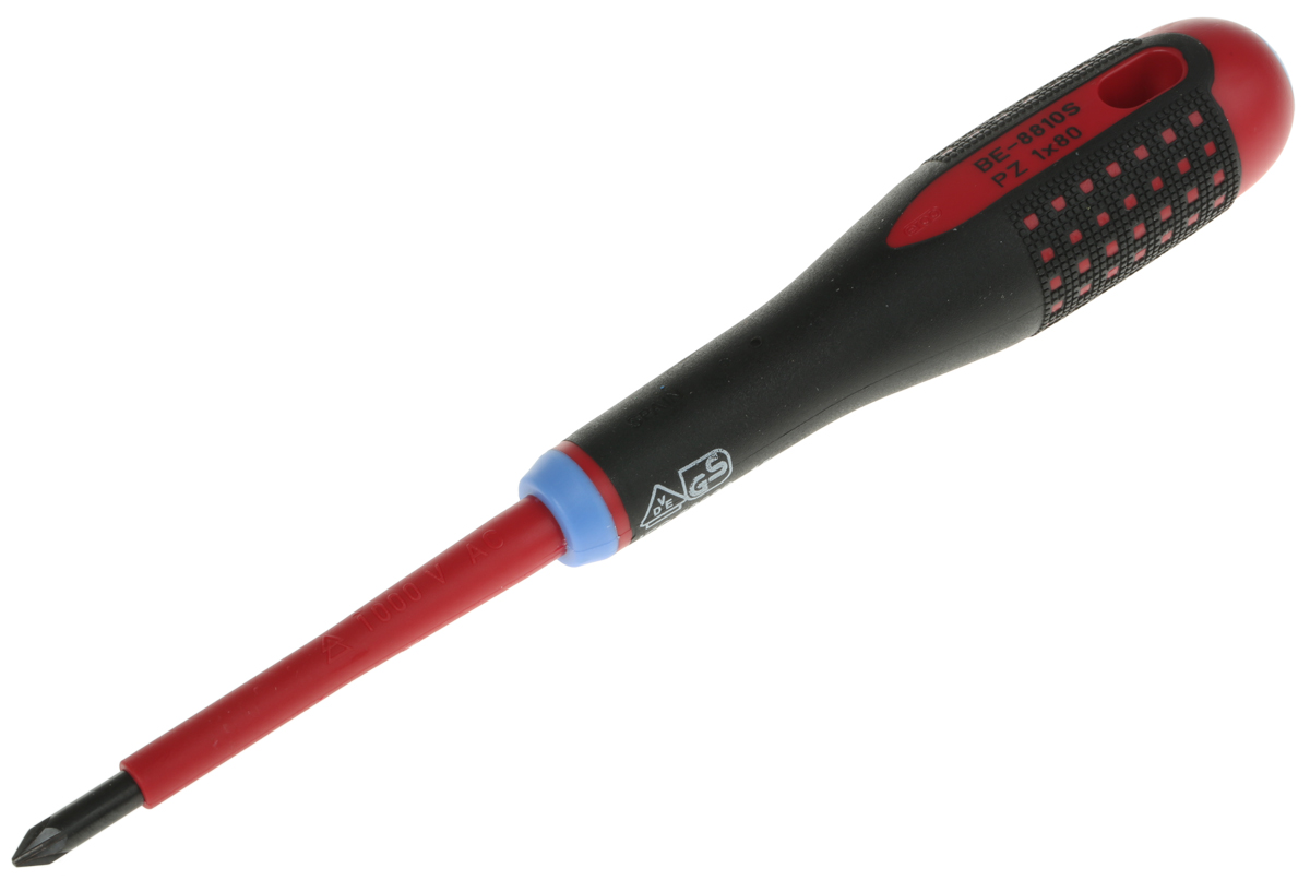 Bahco Pozidriv  Screwdriver, PZ1 Tip, 80 mm Blade, VDE/1000V, 202 mm Overall