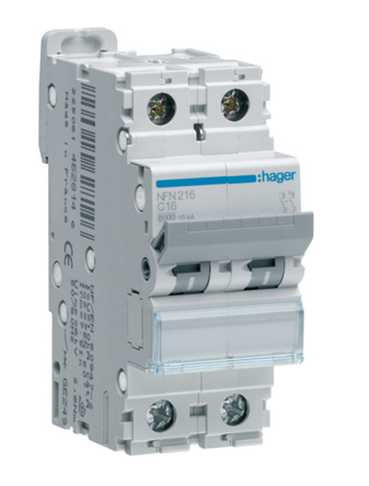 Hager NEN MCB, 2P, 32A Curve B, 240 → 400V AC, 10 kA Breaking Capacity