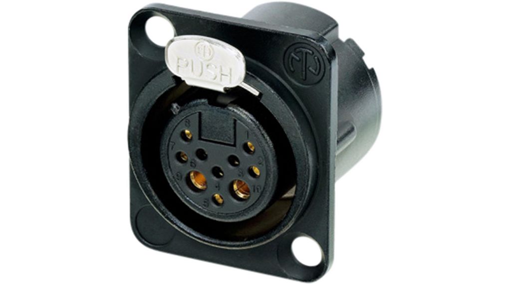 Neutrik Panel Mount XLR Connector, Socket, 50 V, 10 Way, Gold over Nickel Plating