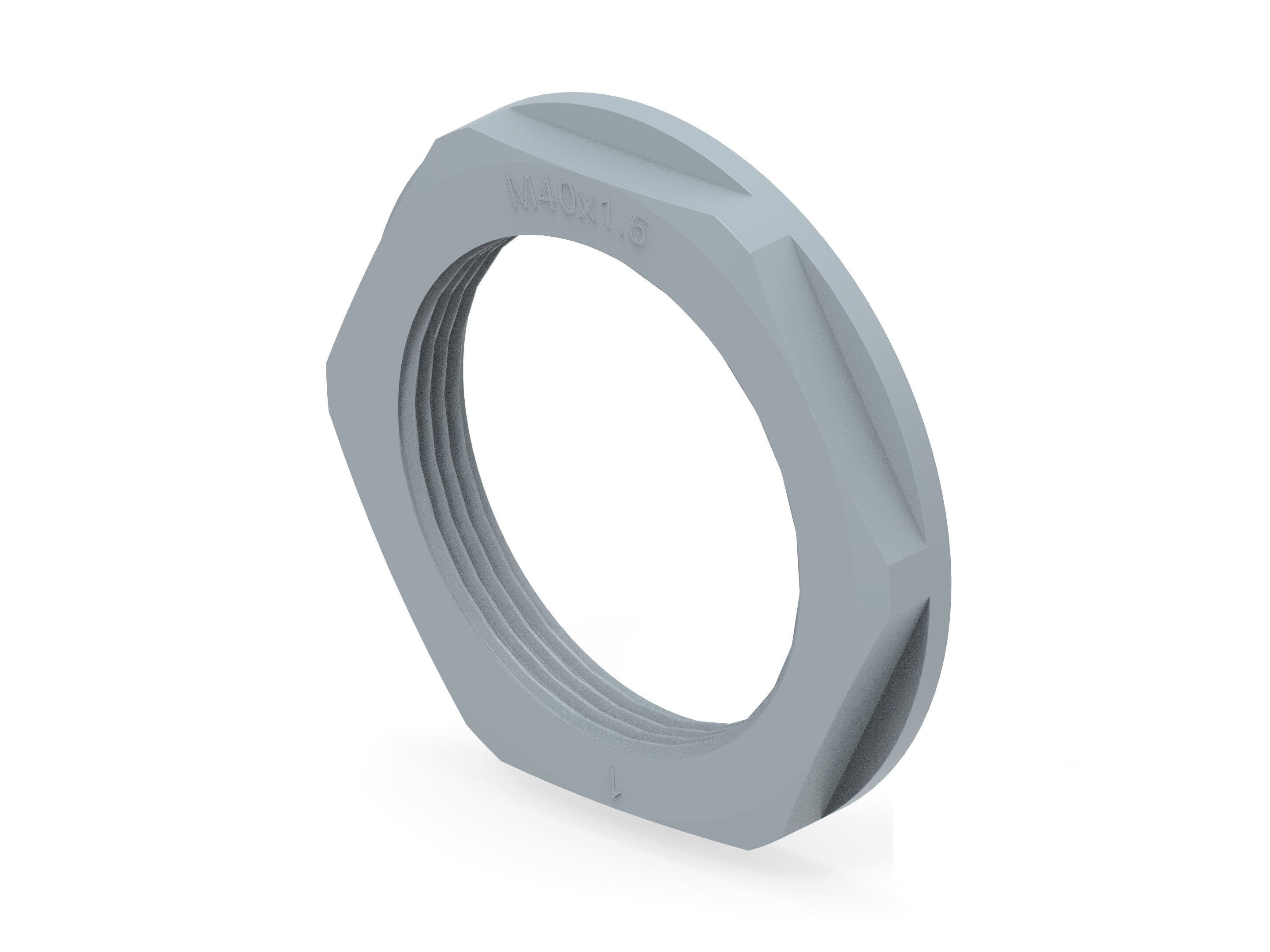 Grey UL 94 V2 PA 6 Cable Gland Locknut, M40 Thread