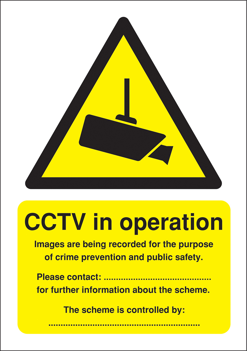 RS PRO Polypropylene CCTV Sign, CCTV Sign, English, 210 mm x 148mm