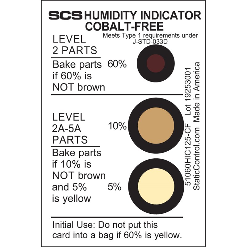 SCS Brown, Yellow Safety Labels, Humidity Indicator-Text 75 mm x 50mm