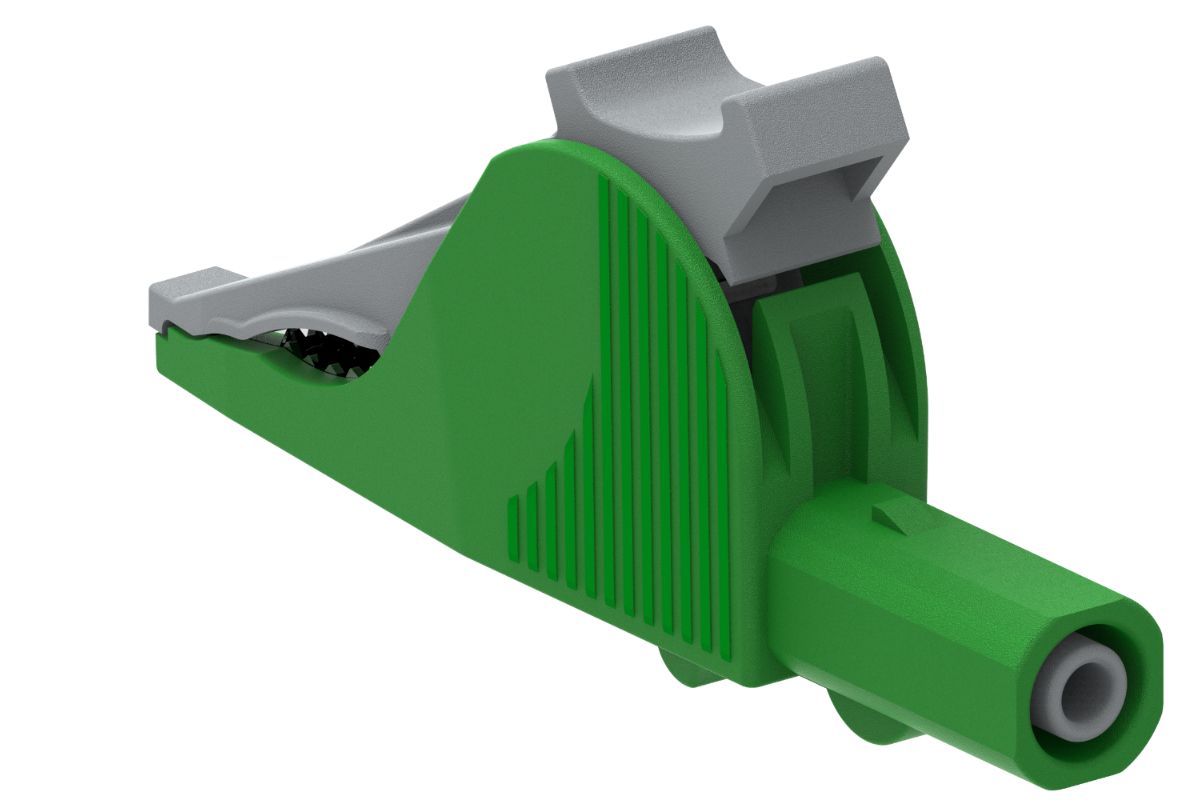 Electro PJP Alligator Clip, Nickel-Plated Steel Contact, 36A, Green