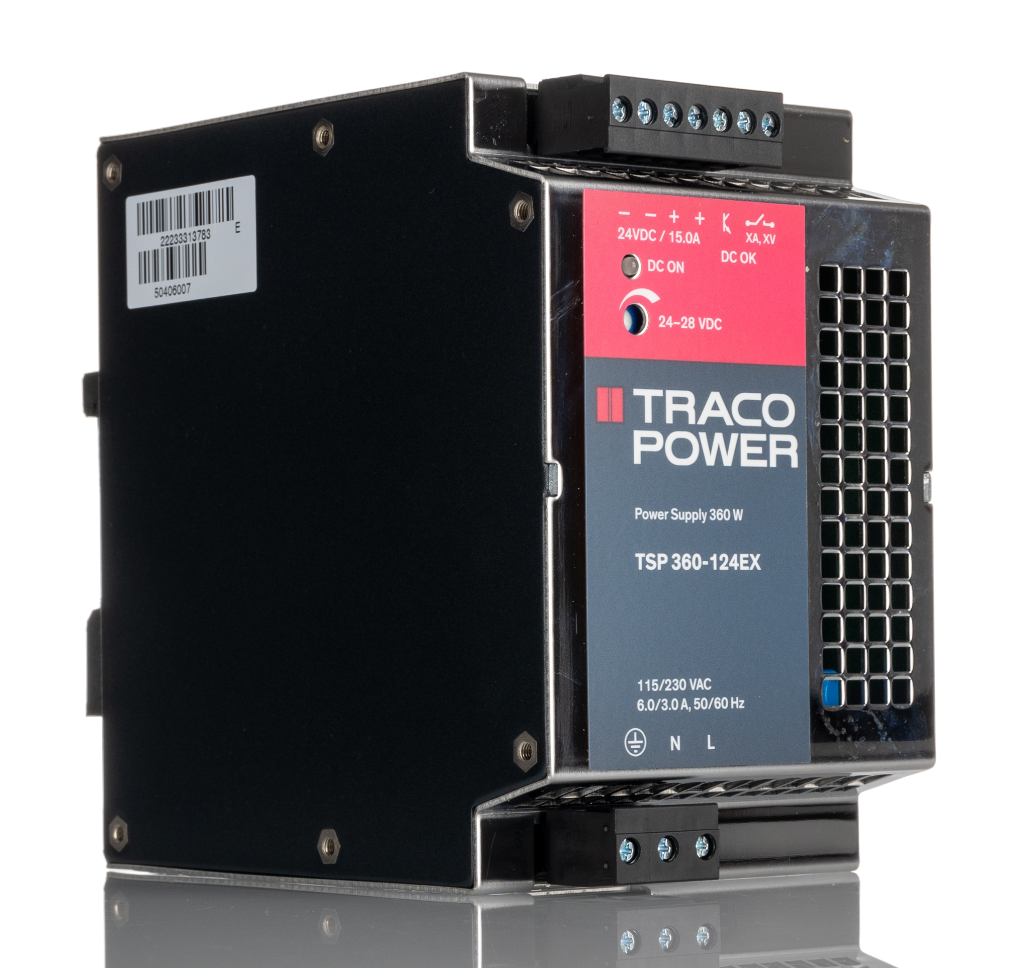 TRACOPOWER TSP Switched Mode DIN Rail Power Supply, 85 → 264V ac ac Input, 24V dc dc Output, 15A Output, 360W