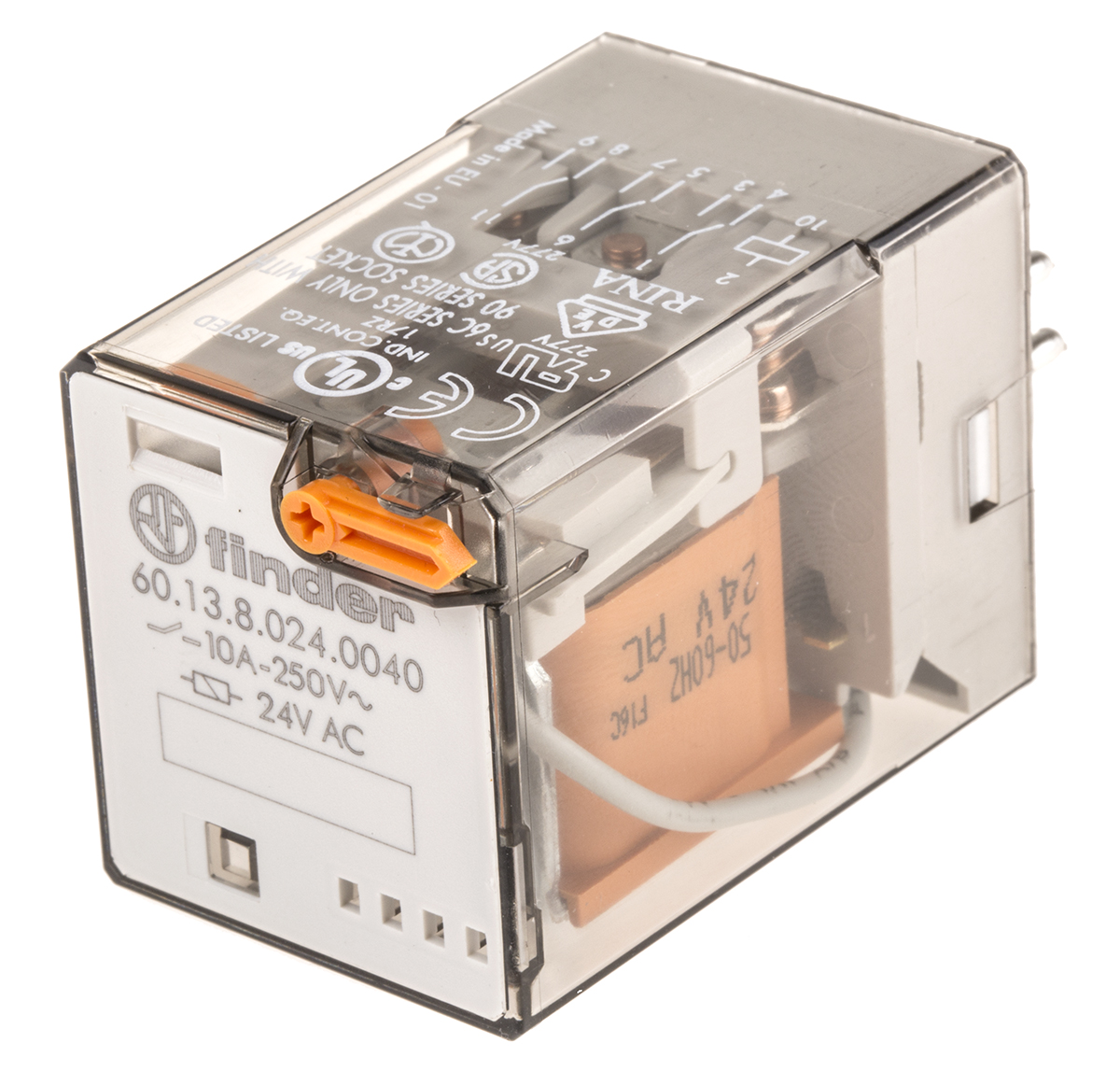 Finder Plug In Power Relay, 24V ac Coil, 10A Switching Current, 3PDT
