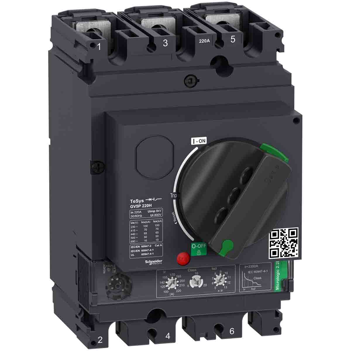 Schneider Electric TeSys GV5P MCB, 3P, 220A, 690V AC, 70 kA Breaking Capacity