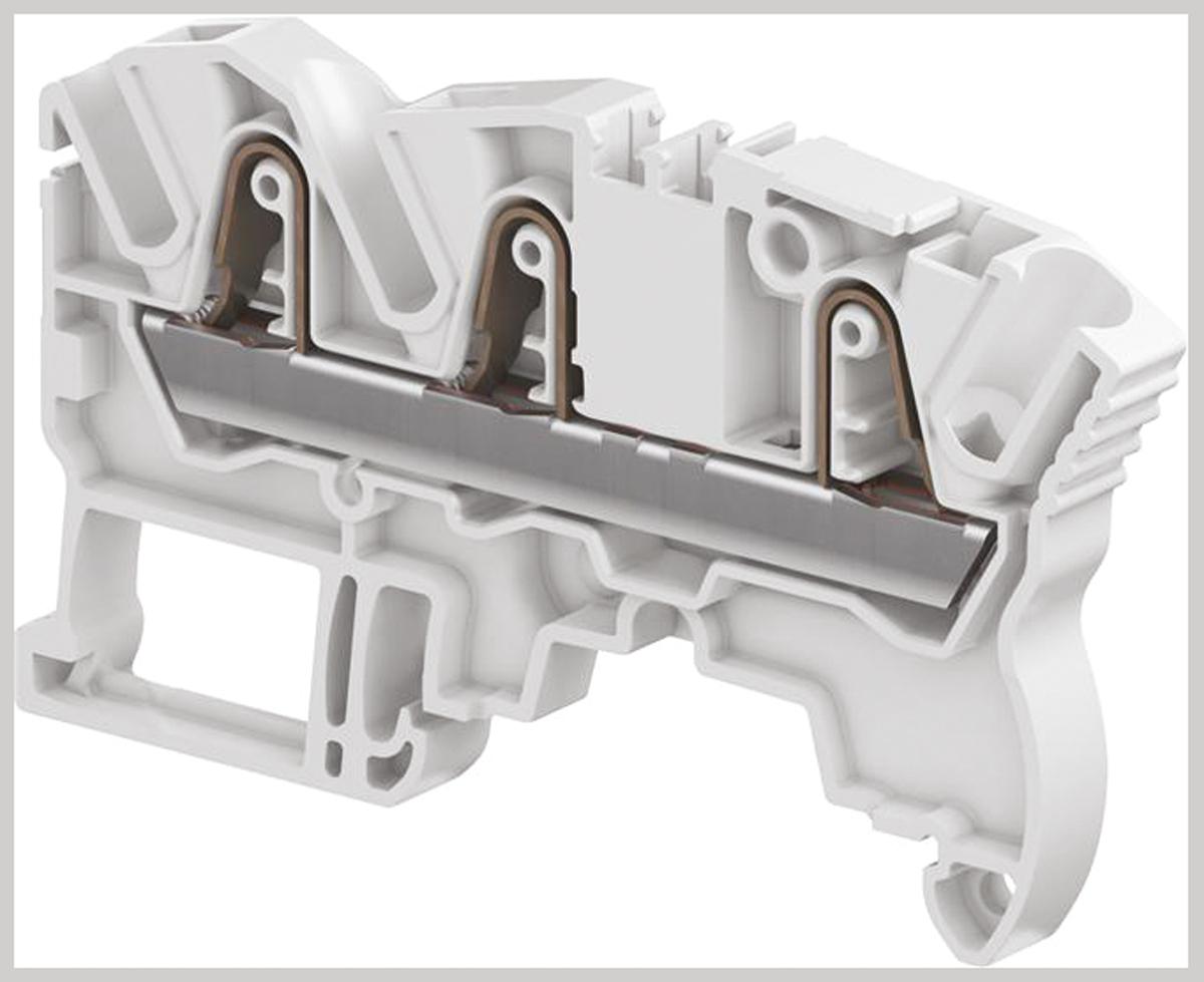Entrelec ZK4 Series Grey Feed Through Terminal Block, 4mm², Single-Level, Spring Clamp Termination