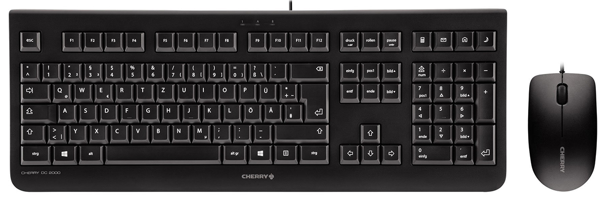 Cherry DC 2000 Wired Keyboard and Mouse Set, AZERTY, Black