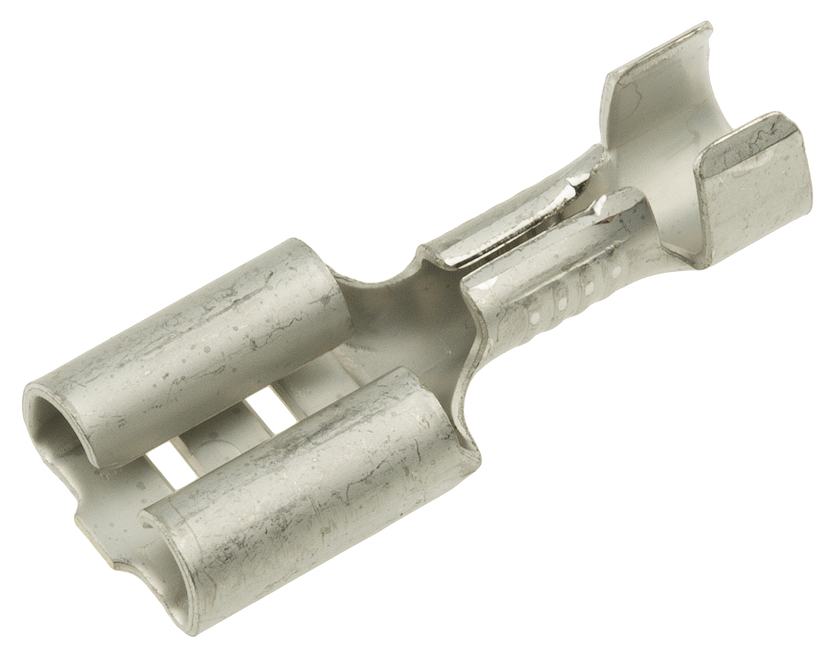 TE Connectivity FASTON .250 Uninsulated Female Spade Connector, Receptacle, 6.35 x 0.81mm Tab Size, 0.8mm² to 1.3mm²