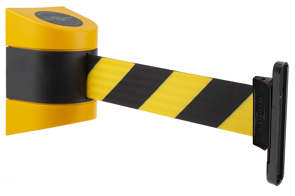 Tensator Black & Yellow Plastic Retractable Barrier, 4.6m, Yellow/Black Tape