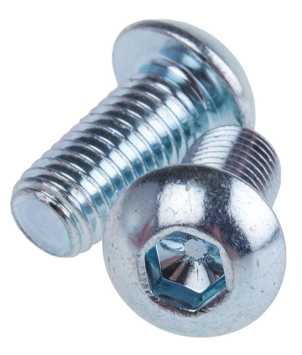 RS PRO Bright Zinc Plated Steel Hex Socket Button Screw, ISO 7380, M12 x 25mm