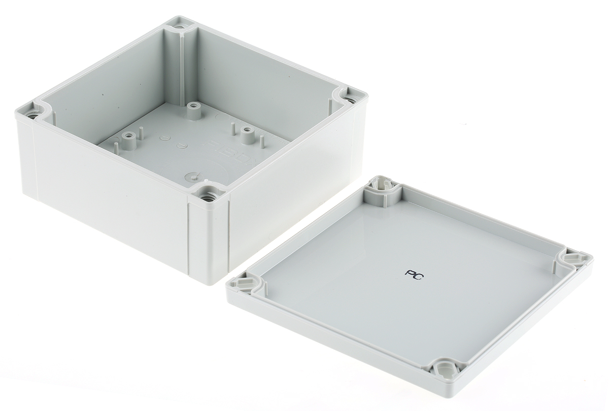 Fibox MNX Series Grey Polycarbonate Enclosure, IP66, IP67, Grey Lid, 130.1 x 130.1 x 60mm