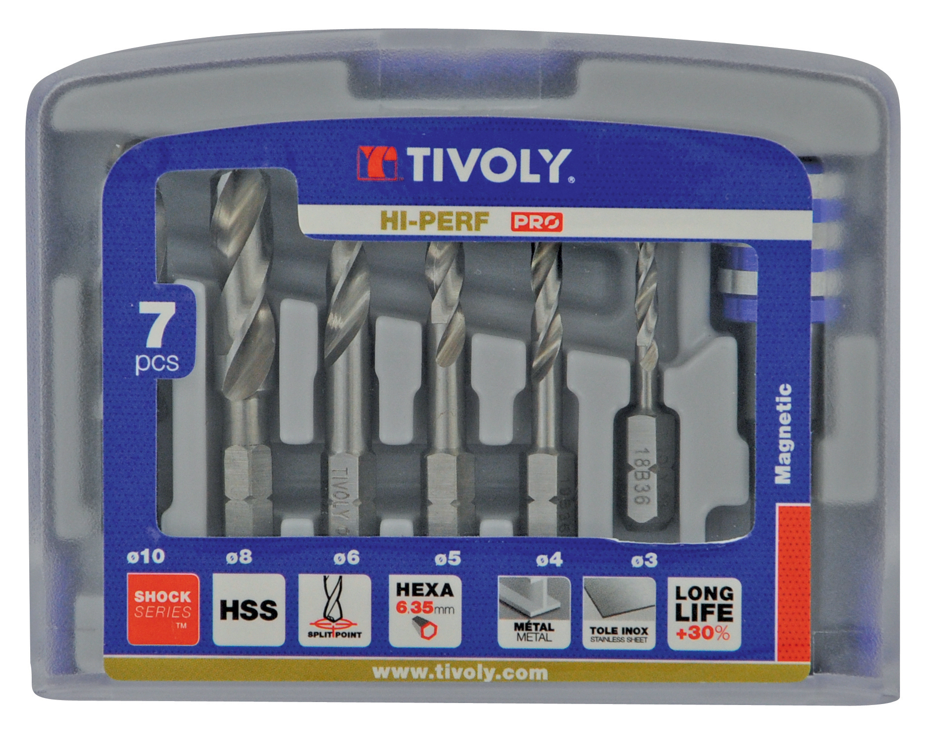 Tivoly 7-Piece for Metal, 10mm Max, 3mm Min, HSS Bits