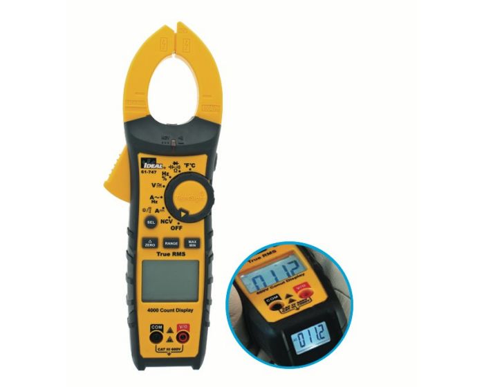 Ideal Industries 61-747 Clamp Meter, 400 A dc 400 A ac 600 V 600 V ac CAT III 600 V