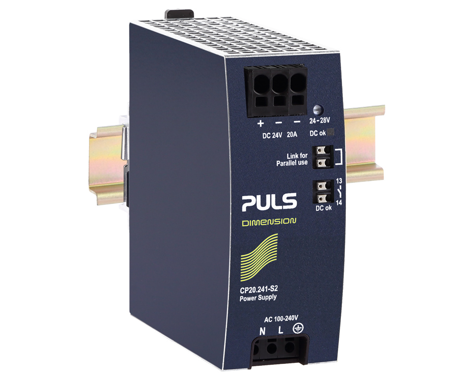 PULS CP20 DIN Rail Power Supply, 240V ac, dc Input, 24V dc Output, 20A Output, 480W