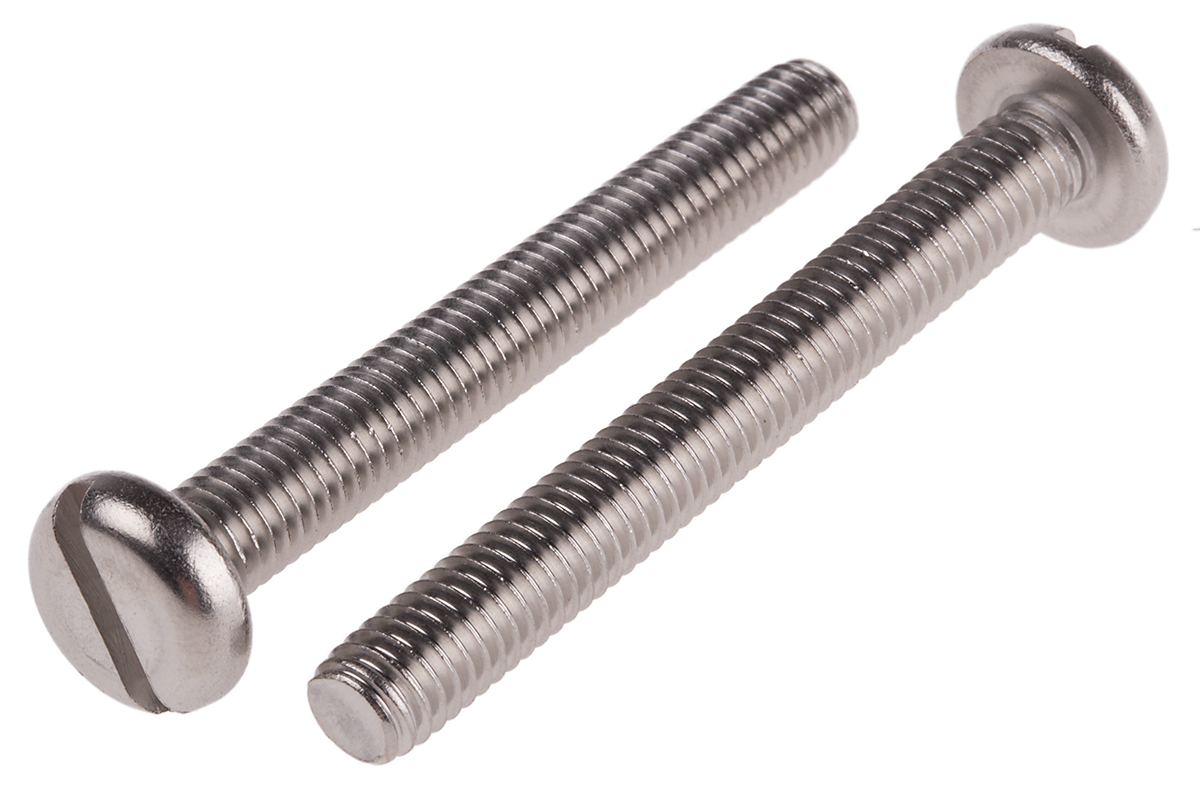 RS PRO Slot M6 Pan A2 304 Stainless Steel Machine Screws DIN 85 x 50.0mm