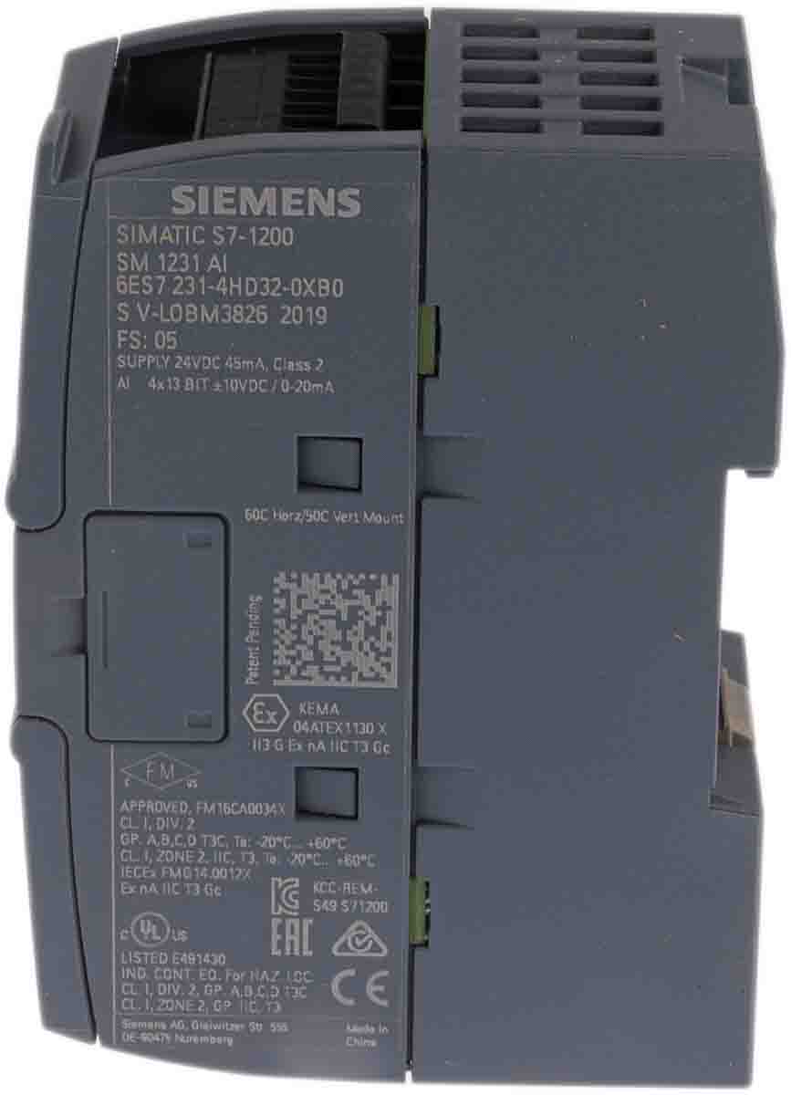 Siemens SM 1231 Series PLC I/O Module for Use with SIMATIC S7-1200, Analogue, 24 V
