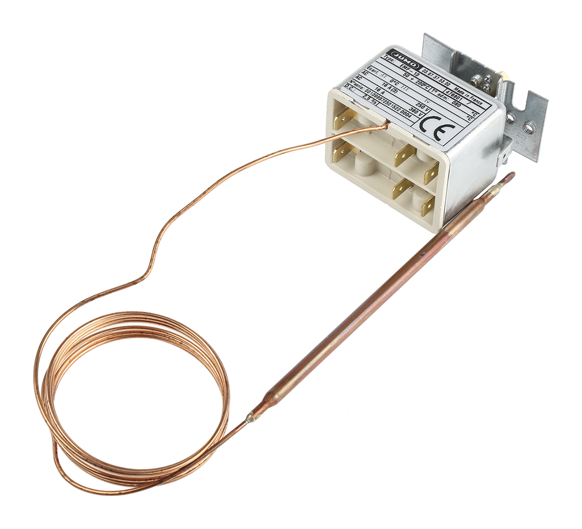 Jumo Capillary Thermostat, +200°C Max, SPST, Automatic Reset, Panel Mount