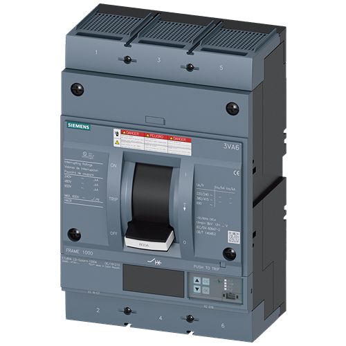Siemens, SENTRON MCCB Molded Case Circuit Breaker 3P 600A, Breaking Capacity 100 kA, Fixed Mount