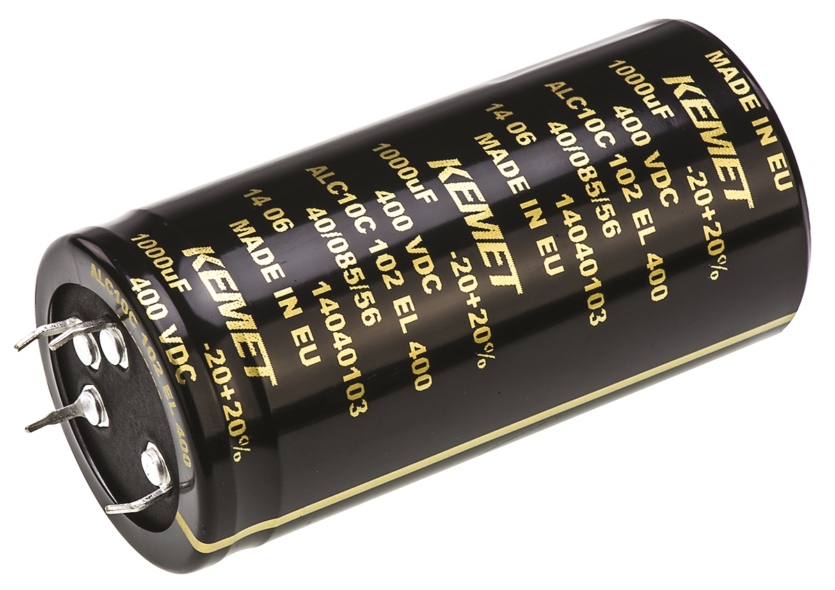 KEMET 1000μF Aluminium Electrolytic Capacitor 400V dc, Snap-In - ALC10C102EL400