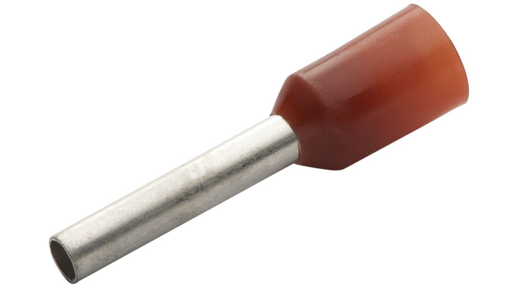RND, RND 465 Insulated Bootlace Ferrule, 16mm Pin Length, 8.3mm Pin Diameter, Red