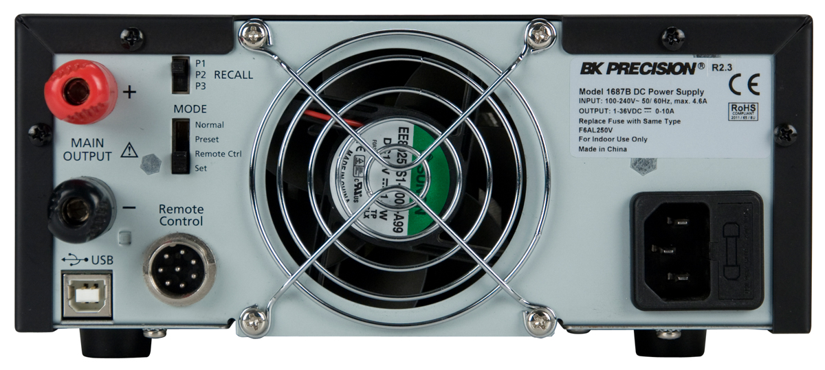 BK Precision 1687B Series Digital Bench Power Supply, 0 → 36V, 0 → 10A, 1-Output, 360W