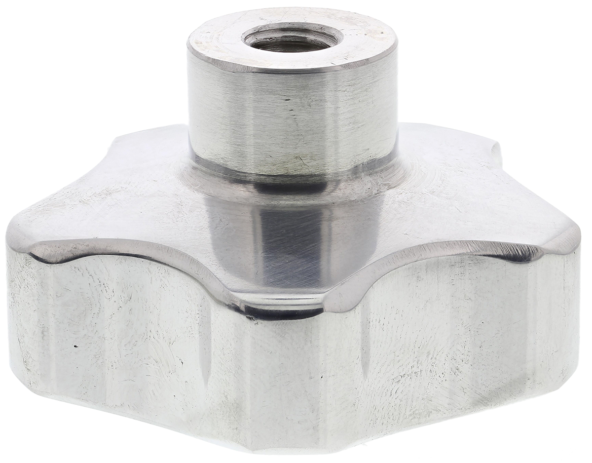 RS PRO Silver Multiple Lobes Clamping Knob, M8, Threaded Through Hole