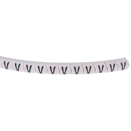 HellermannTyton Helagrip Slide On Cable Marker, Black on White, Pre-printed "V", 1 → 3mm Cable, 901-10438