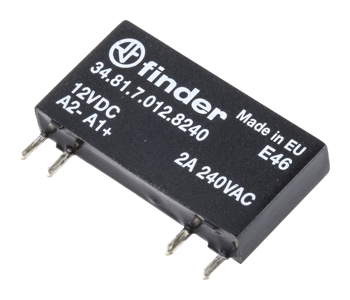 Finder 34 Series Solid State Relay, 2 A Load, PCB Mount, 240 V ac Load, 17 V Control