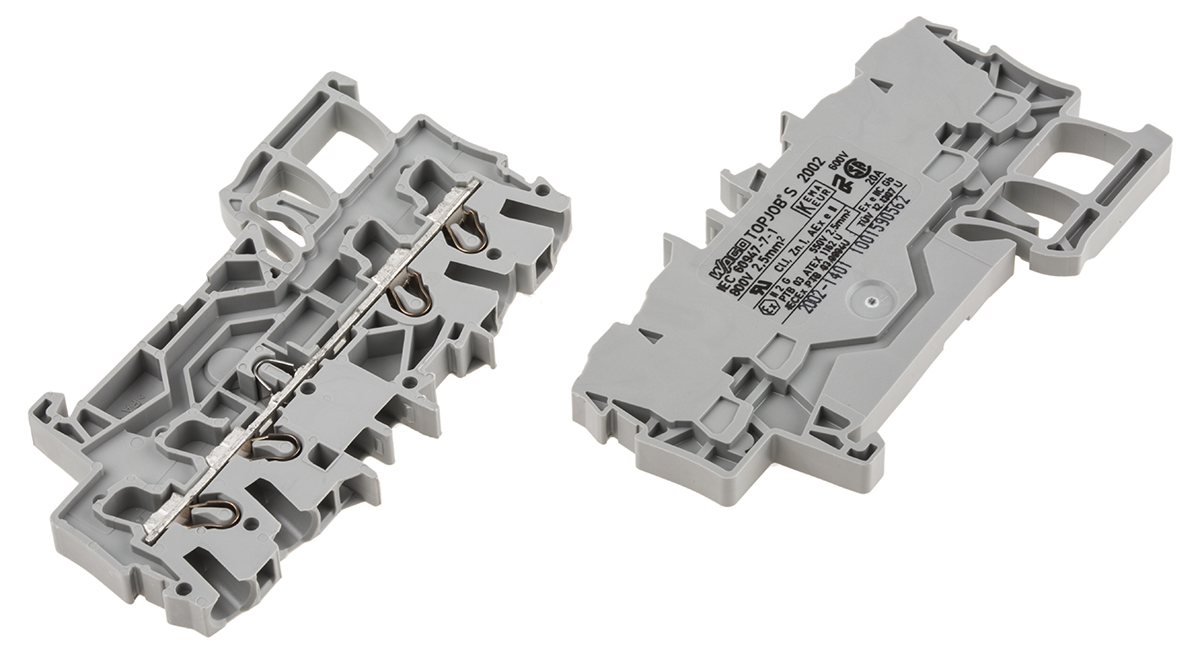 WAGO 2002-1401 TOPJOB S, 2002 Series Grey, 2.5mm², Single-Level, Push-In Cage Clamp Termination, ATEX, IECEx