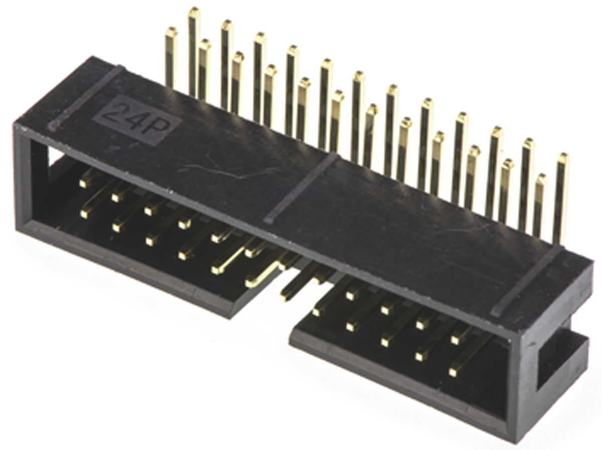 Amphenol Communications Solutions T821 Series Right Angle Through Hole PCB Header, 24 Contact(s), 2.54 mm Pitch, 2 Row,