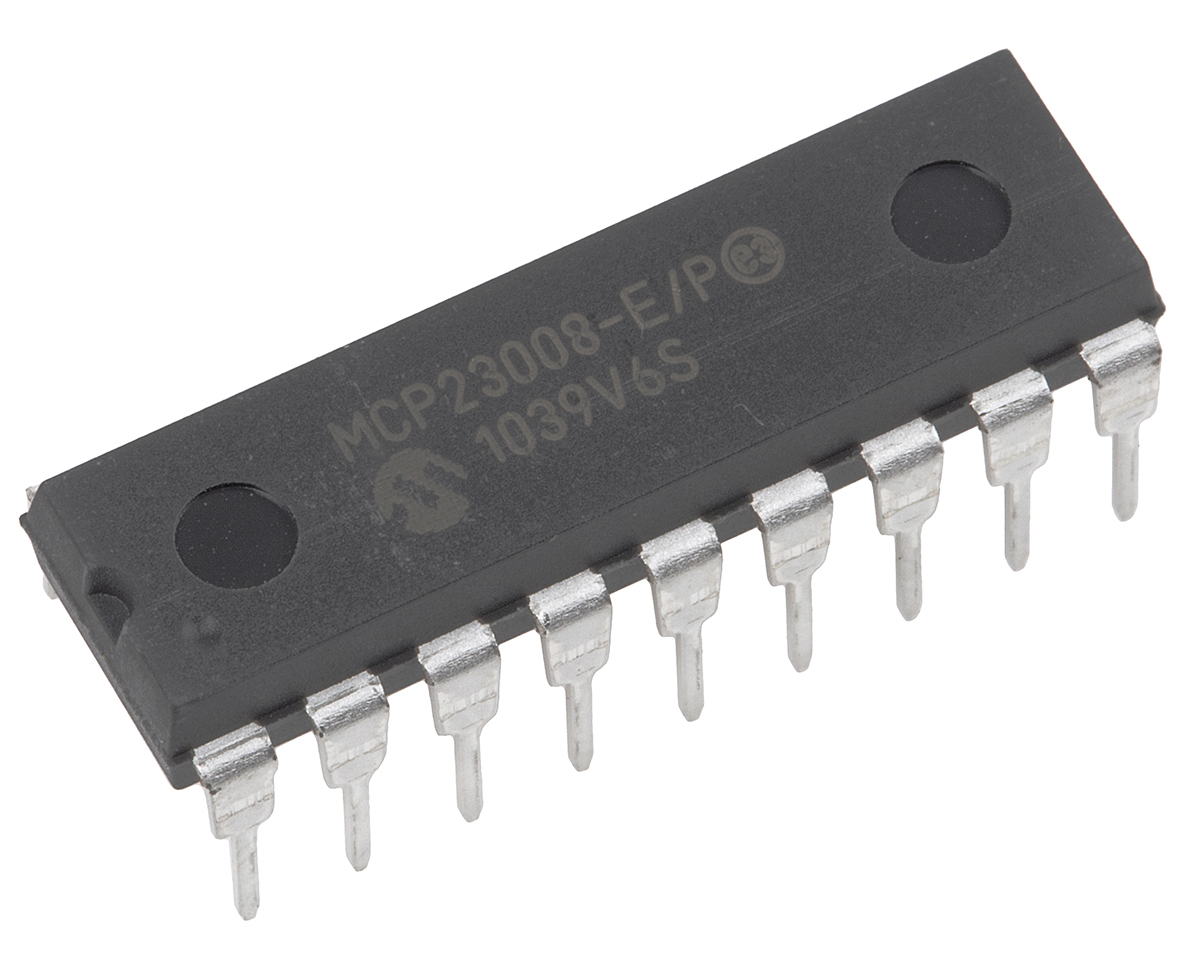 Microchip 8-Channel I/O Expander I2C, Serial 18-Pin PDIP, MCP23008-E/P