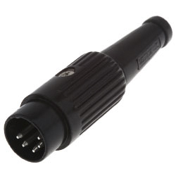 Deltron 4 Pole Din Plug, DIN 41524, DIN 45322, DIN 45326, DIN 45327, DIN 45329, 2A, 34 V ac/dc, Locking Ring, Male,