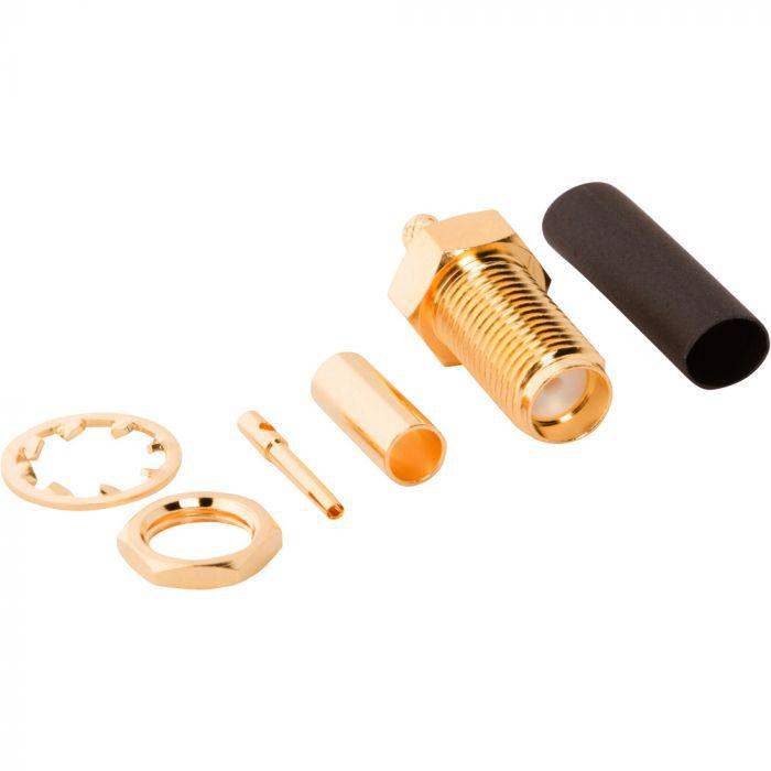 Amphenol RF, Jack Bulkhead SMA Connector, Crimp Termination, Straight Body