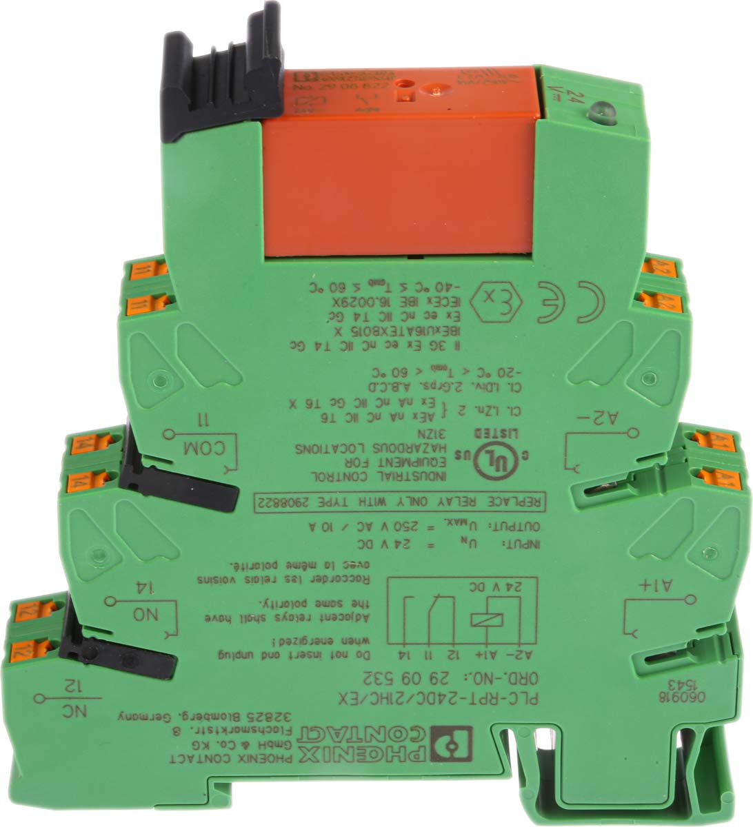 Phoenix Contact PLC-RPT-24DC/21HC/EX Series Interface Relay, DIN Rail Mount, 24V dc Coil, SPDT, 1-Pole