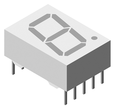 TDSR1060 Vishay 7-Segment LED Display, CC Red 3.6 mcd RH DP 10mm