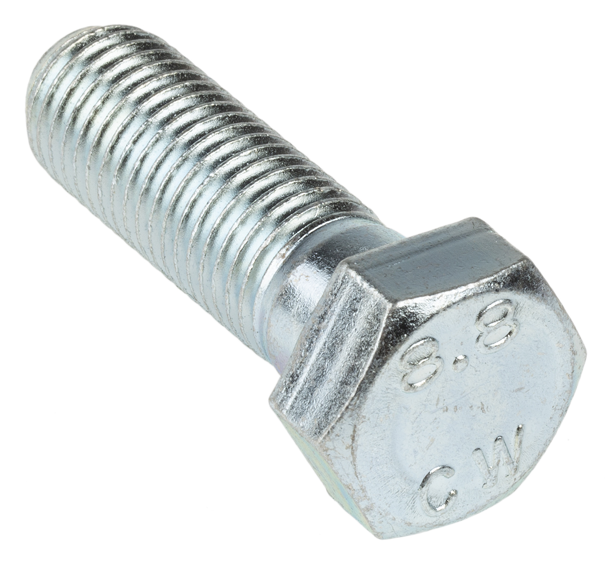 RS PRO Bright Zinc Plated Steel, Hex Bolt, M16 x 50mm