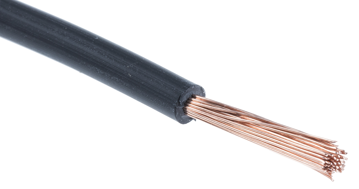 RS PRO Black 2.1mm² Hook Up Wire, 14 AWG, 50/0.25 mm, 100m, Cross Linked Polyolefin Insulation