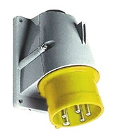 Amphenol Industrial, CMA IP44 Yellow Panel Mount 2P + E Right Angle Industrial Power Plug, Rated At 32A, 110 V