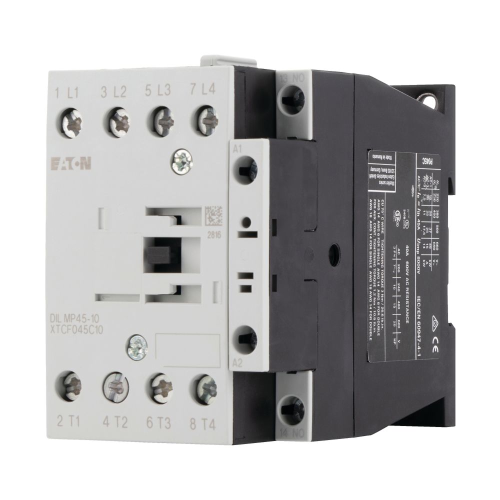 Eaton DILMP Contactor, 230 V Coil, 4-Pole, 45 A, 14 kW, 1N/O