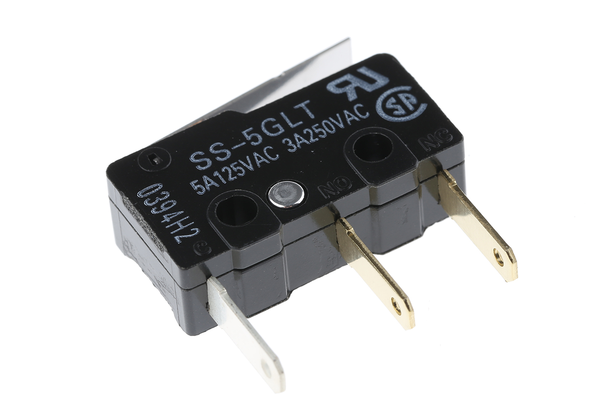 Omron Hinge Lever Micro Switch, Tab Terminal, 5 A @ 125 V ac, SPDT, IP40
