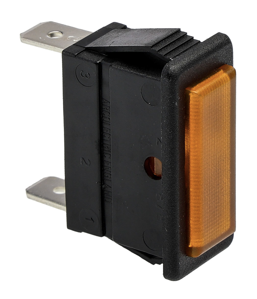 Arcolectric (Bulgin) Ltd 0430 Series Orange Neon Panel Mount Indicator, 250V, 28.2 x 11.5mm Mounting Hole Size, Solder