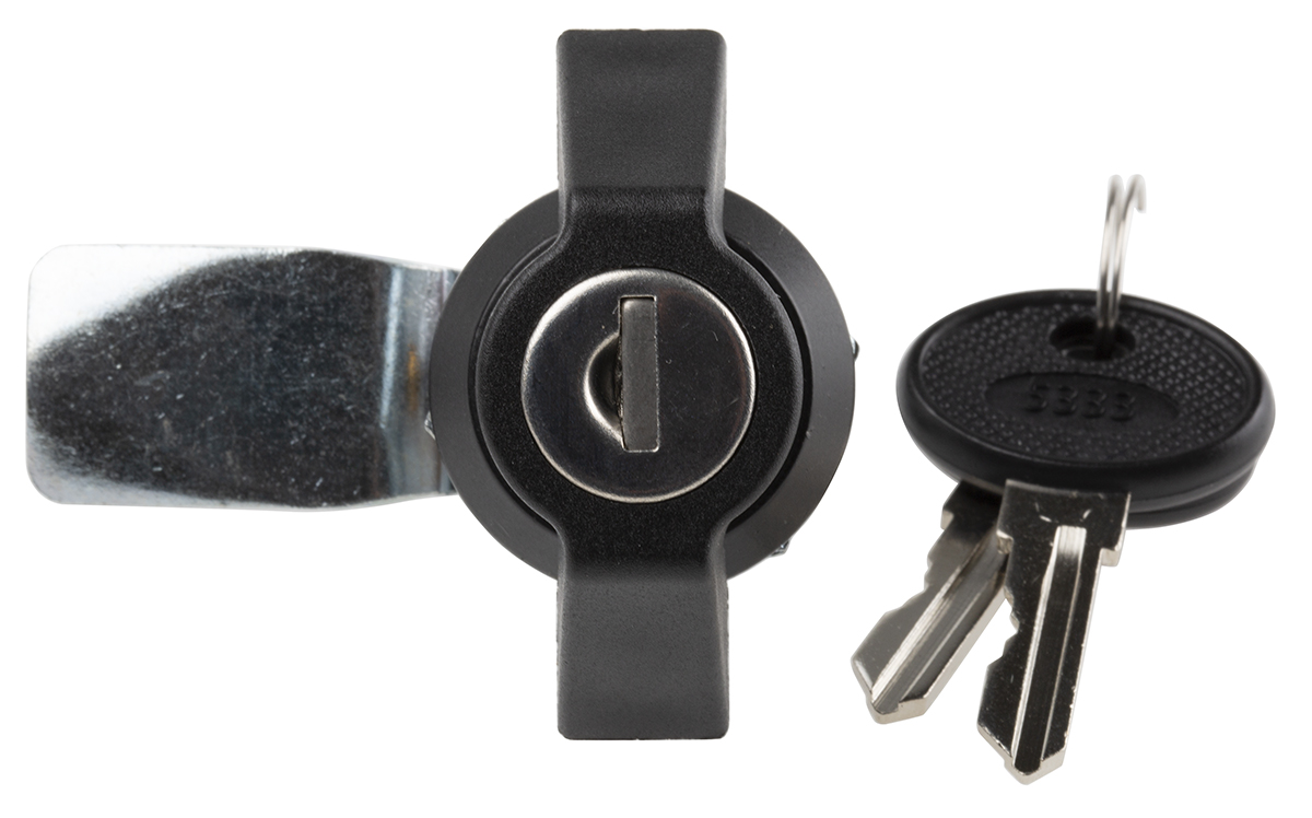 RS PRO Black Cabinet Lock, 14.5mm Panel-to-Tongue, 22.2 x 20.2mm Cutout, Key Unlock