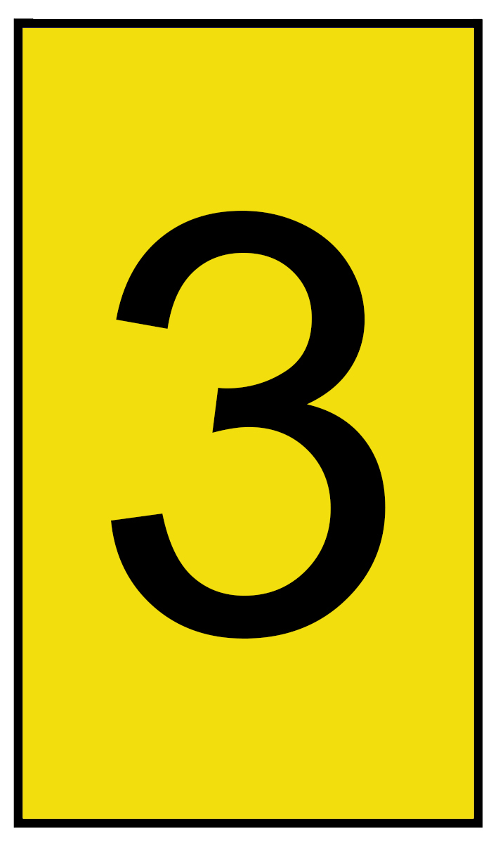 HellermannTyton Ovalgrip Slide On Cable Markers, Black on Yellow, Pre-printed "3", 2.5 → 6mm Cable, 901-10174