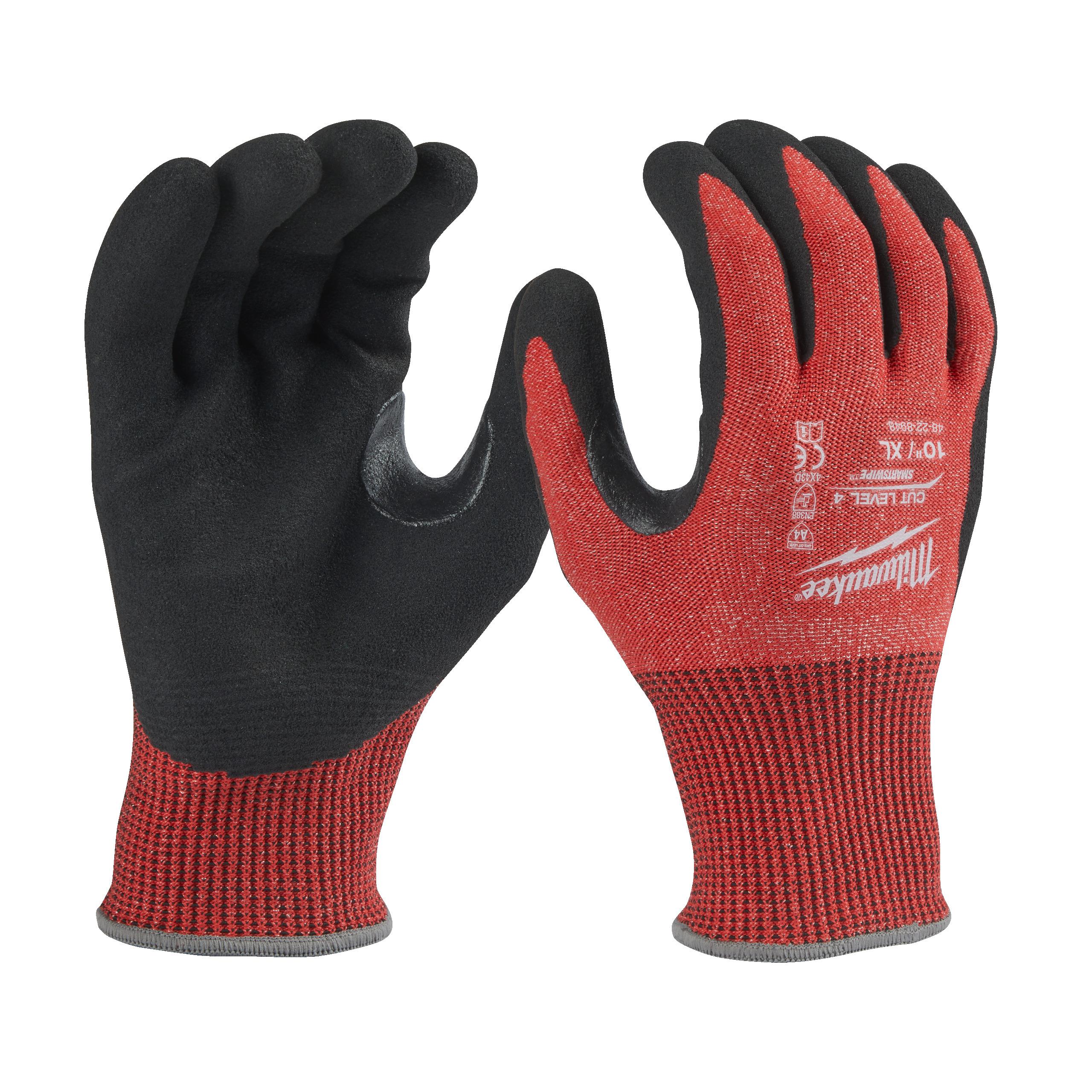 Milwaukee Cut Level Red Work Gloves, Size 10, Nitrile Coating