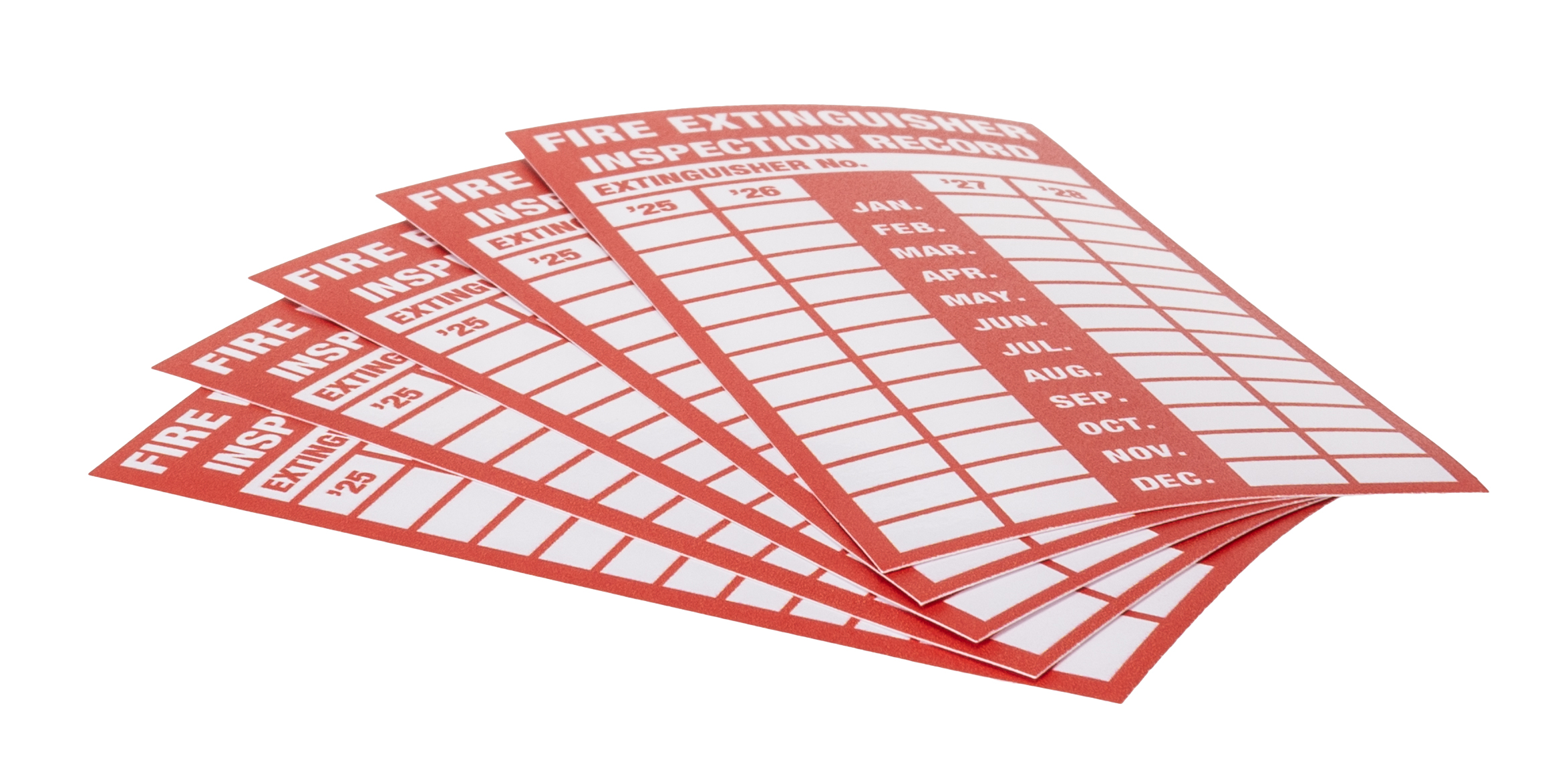 Vinyl Polyester Fire Safety Label, Fire Extinguisher Inspection Records With English Text Self-Adhesive