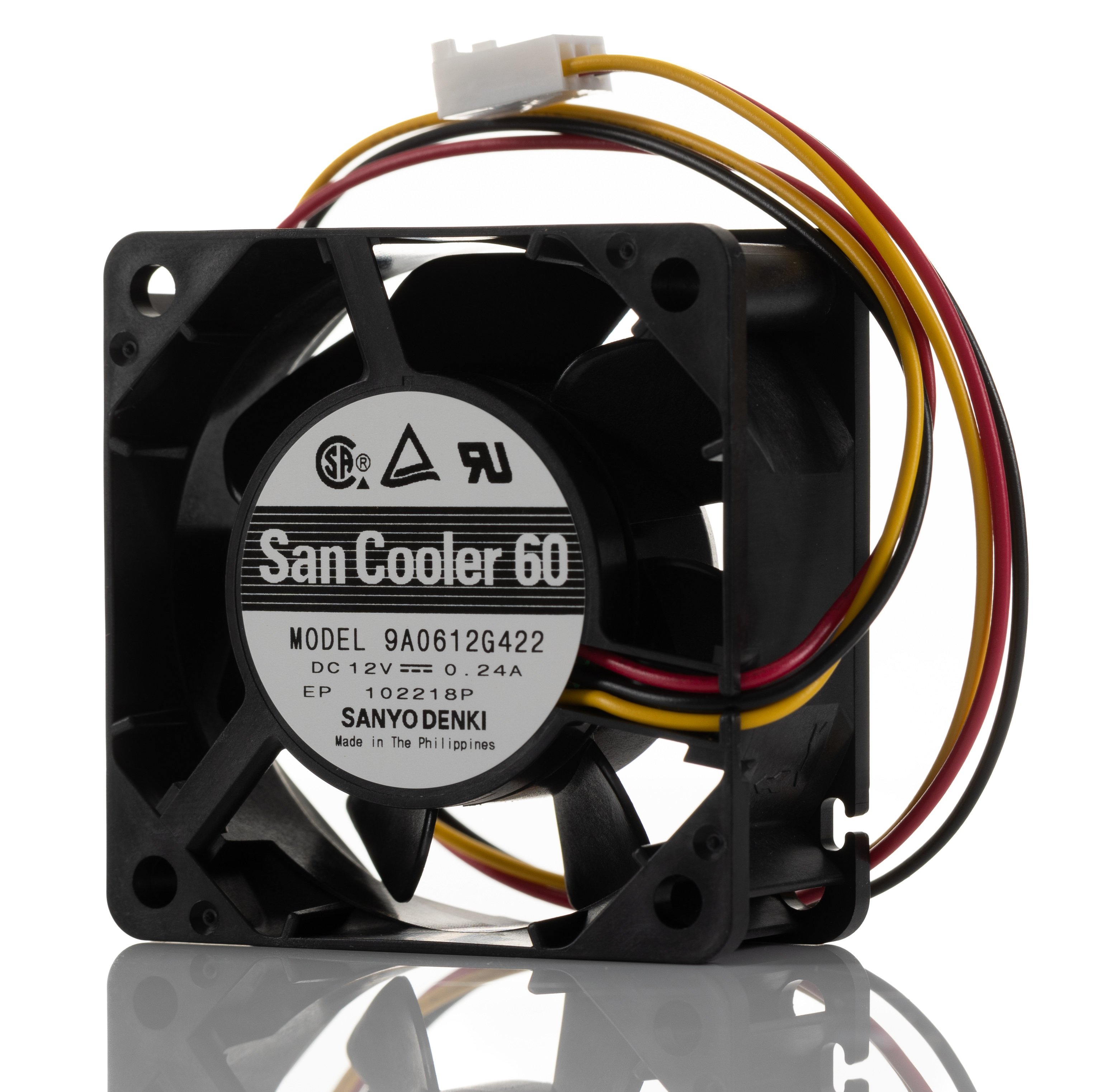 Sanyo Denki Axial Fan, 12 V dc, DC Operation, 27.6cfm, 2.88W, 240mA Max, 60 x 60 x 25mm