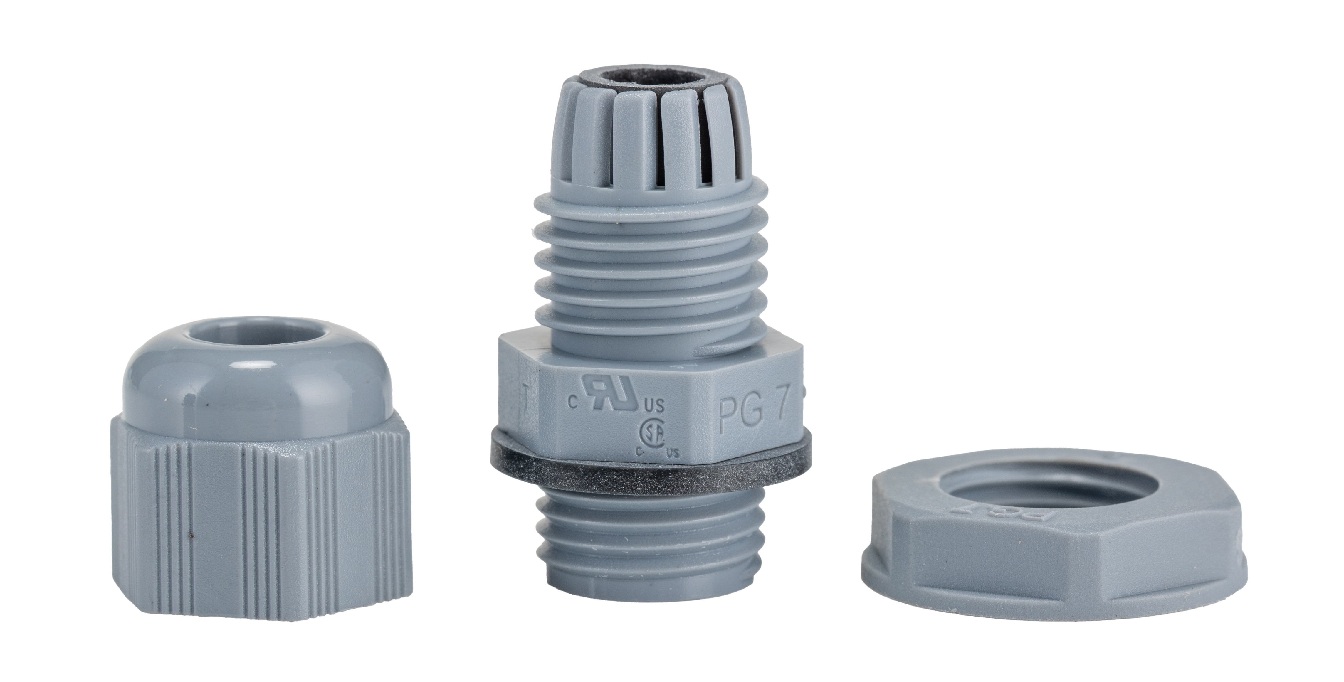 Alpha Wire FIT Wire Management Series Slate Chloroprene Rubber (O-Ring/Seal), Polyamide Cable Gland, PG7 Thread, 3mm