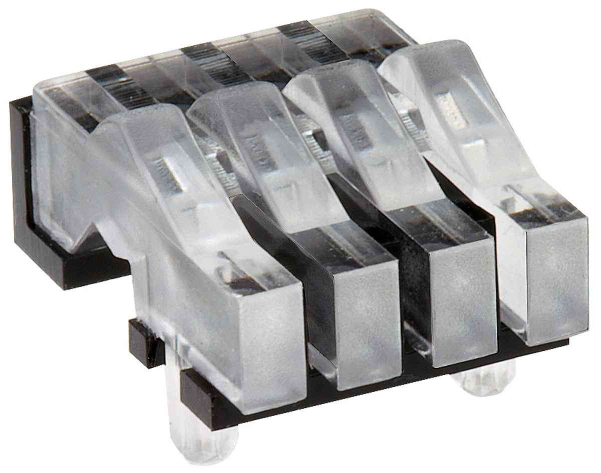 1278.1004 MENTOR, PCB Mounted 4-Way Right Angle LED Light Pipe, Clear Rectangle Lens