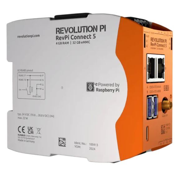 Revolution PI RevPi Connect 5, Industrial Computer, 22W, ARM Cortex 2.4 GHz, 32 GB, 4